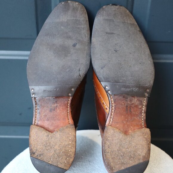 SALE - Jeffery-West 8-D US Brown Mens Wingtip Burnished Oxford Dress Shoes - Picture 10 of 15